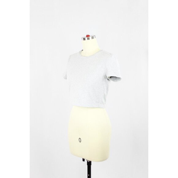 Aritzia TNA Hold-It Ortiz Grey Cotton Jersey Cropped Crew Neck T-Shirt, Size M - Picture 4 of 16